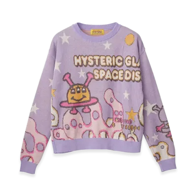 HYSTERIC GLAMOUR Women's SPACE DISCO Jacquard Sweater "Purple"