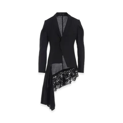 Yohji Yamamoto C/Li Gabardine 2 Layered Unbalanced Jacket "Black"