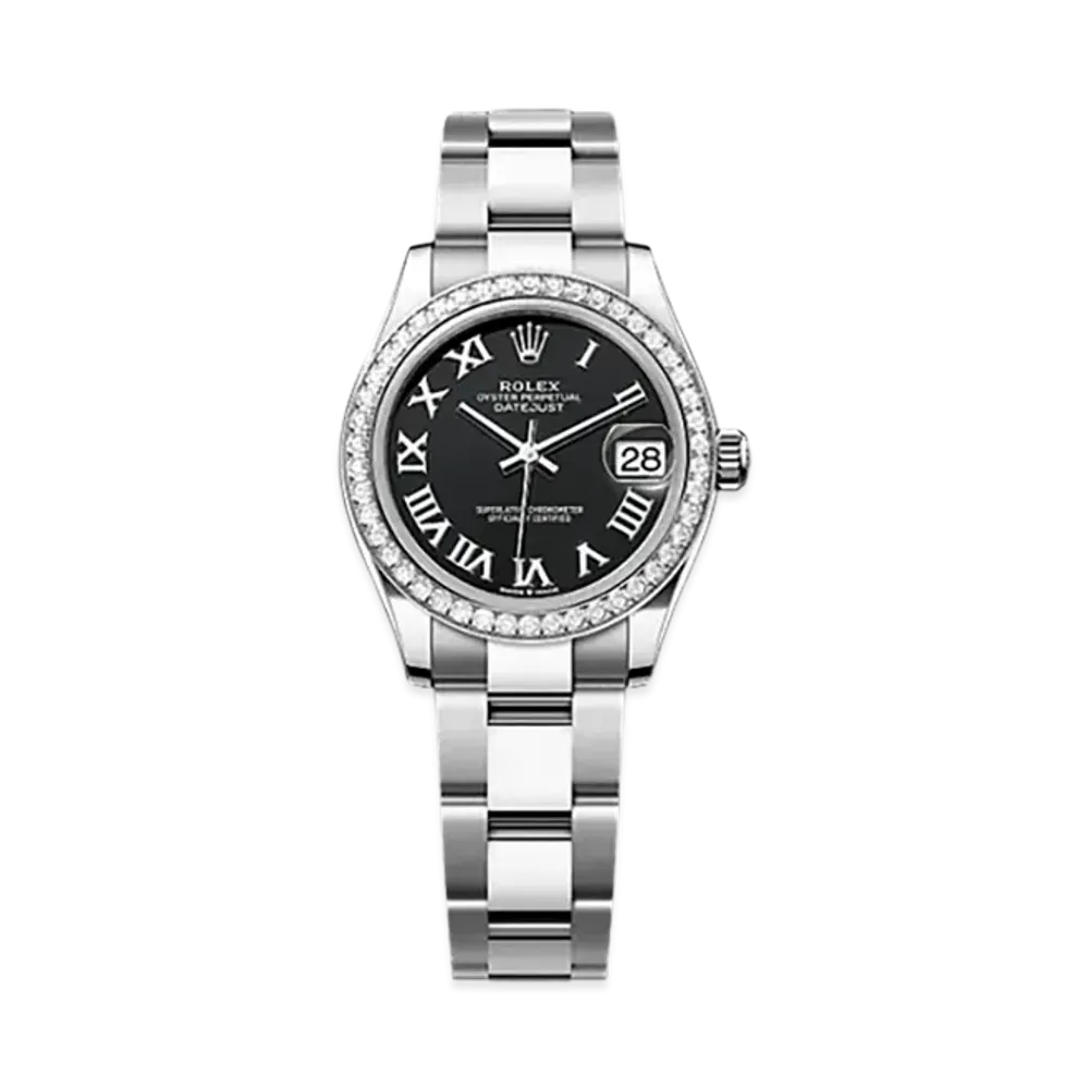 ROLEX Datejust 31 Oystersteel & White Gold Diamonds "Black"