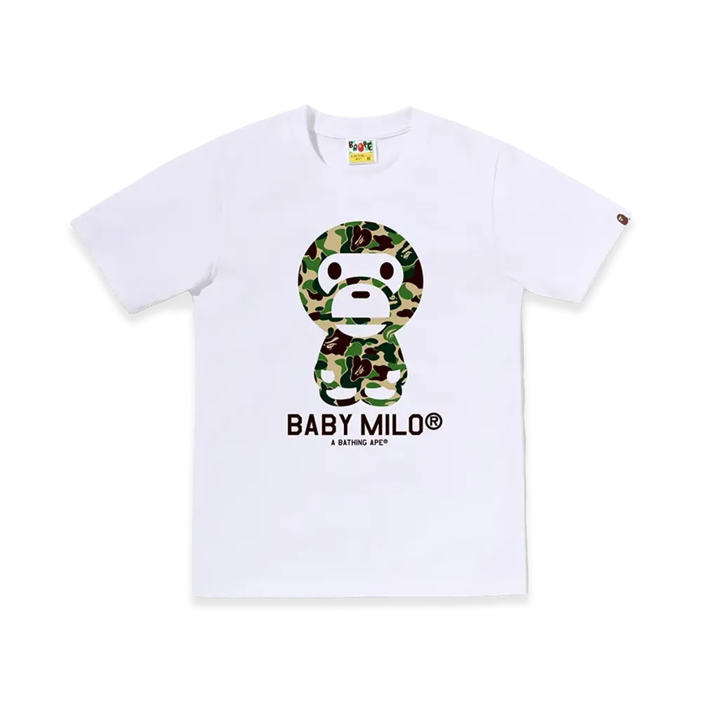 A BATHING APE Women's ABC Camo Baby Milo Tee "White/Green"