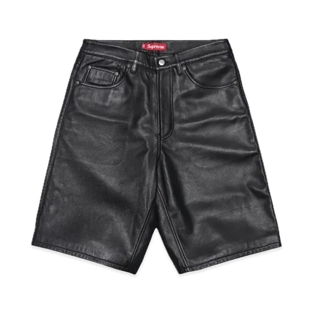 Supreme Baggy Leather Short "Black" (24SS)