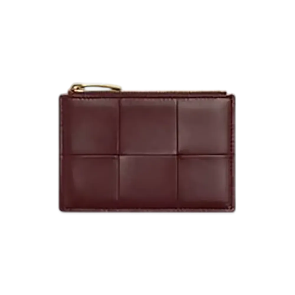 Bottega Veneta Cassette Fastener Card Case "Madder Brown/Rosewood"