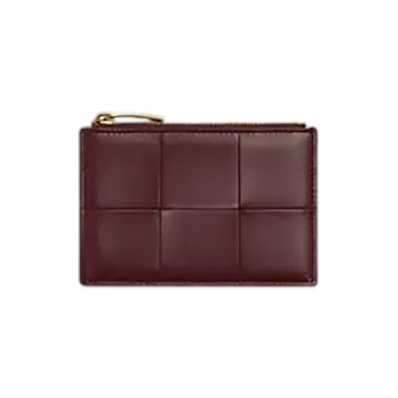 Bottega Veneta Cassette Fastener Card Case "Madder Brown/Rosewood"