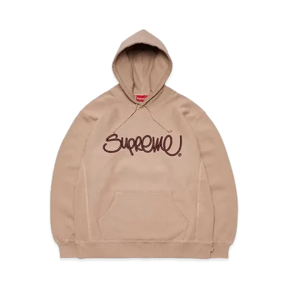 Supreme Raised Handstyle Hooded Sweatshirt "Dark Taupe"
