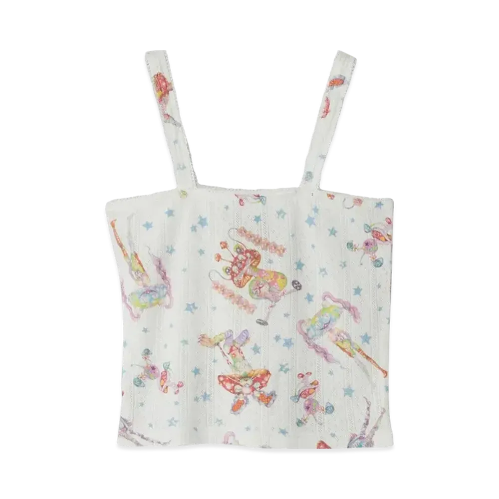 HYSTERIC GLAMOUR Emma/Mushroom Punk Band Pattern Camisole "White"