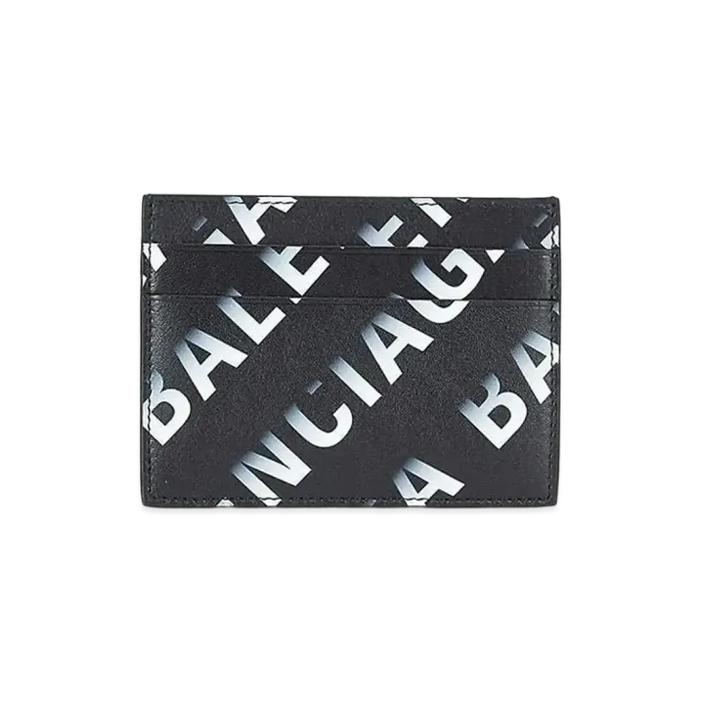 BALENCIAGA Cash Card Holder Gradient Logo Printed Smooth Calfskin "Black/Grey"