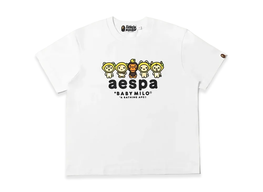 A BATHING APE x aespa Women's Baby Milo Lemonade Mini Tee "White"
