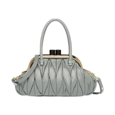 MIU MIU Miu Bell Nappa Leather Handbag "Light Gray"