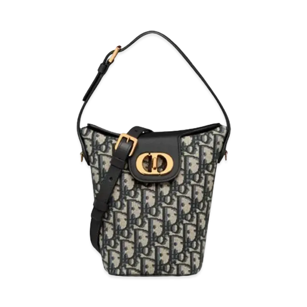 Dior 30 Montaigne Dior Amber Mini Bucket Bag Dior Oblique Jacquard and Calfskin "Blue"