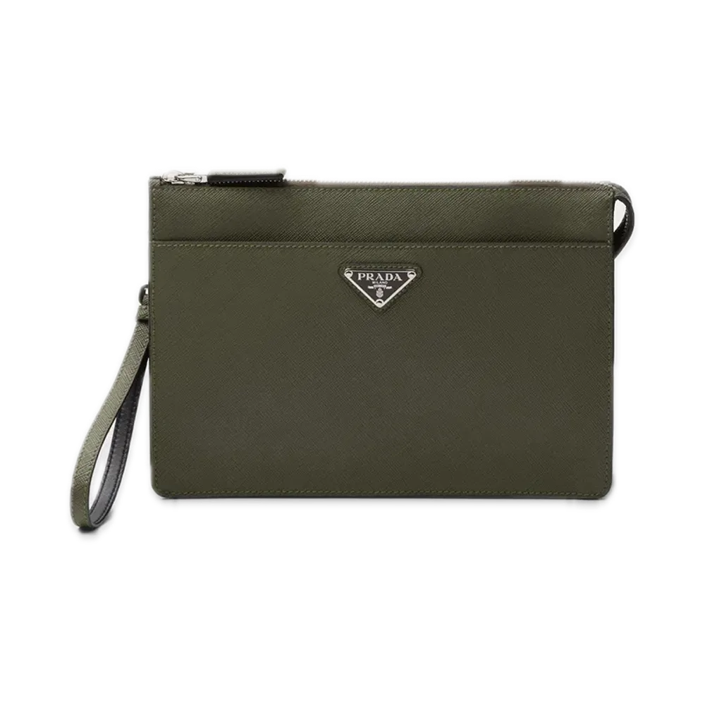 PRADA Saffiano Leather Pouch "Loden"