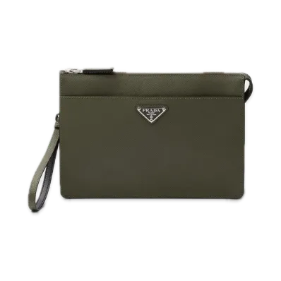 PRADA Saffiano Leather Pouch "Loden"