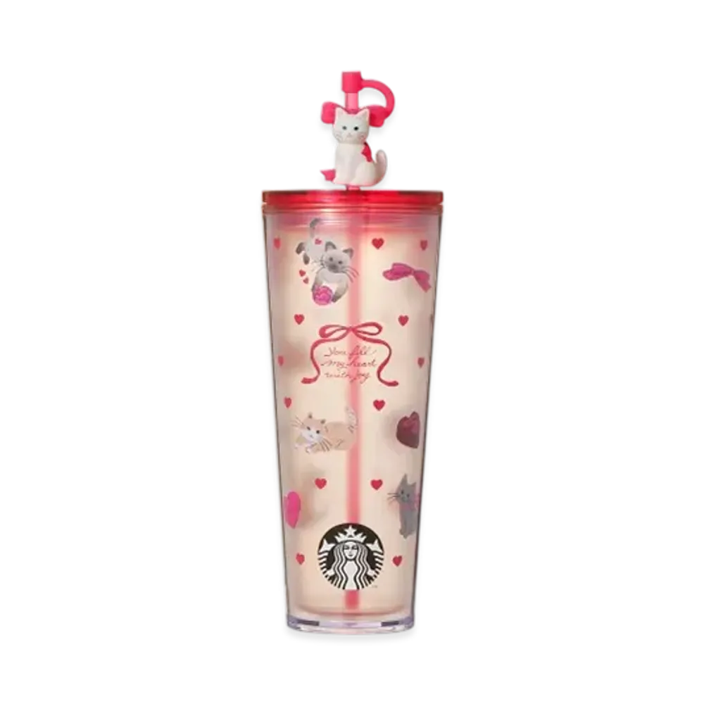 STARBUCKS Valentine 2026 Cold Cup Tumbler Cat 710ml "Pink"