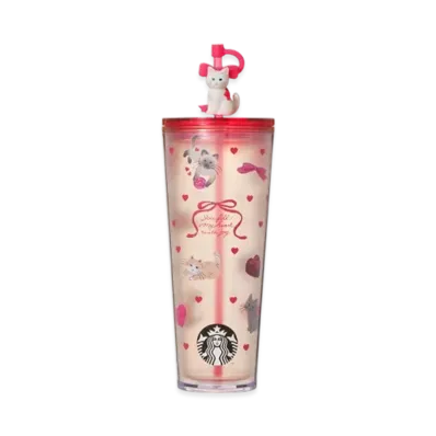 STARBUCKS Valentine 2026 Cold Cup Tumbler Cat 710ml "Pink"