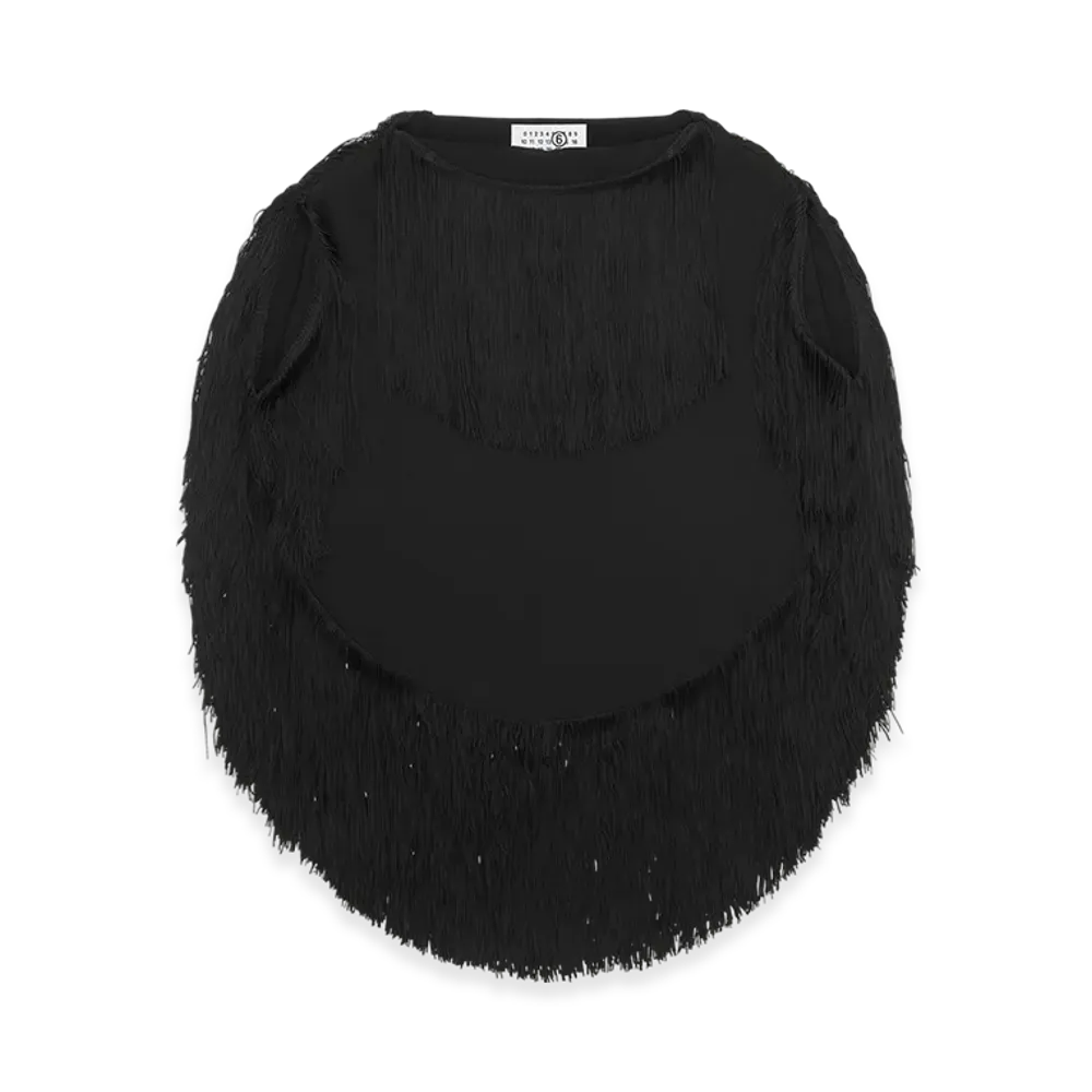 MM6 Maison Margiela Women's Fringe Crew Neck "Black"