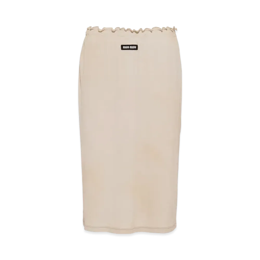 MIU MIU Women's Garment Dyed Ribbed Jersey Skirt "Pumice Stone"