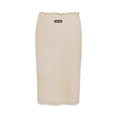 MIU MIU Women's Garment Dyed Ribbed Jersey Skirt "Pumice Stone"