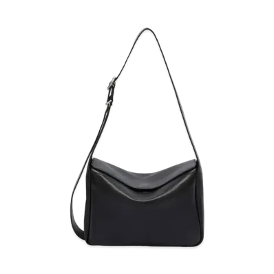 Jil Sander Flap Small Leather Crossbody Bag With Embossed logo "Black"