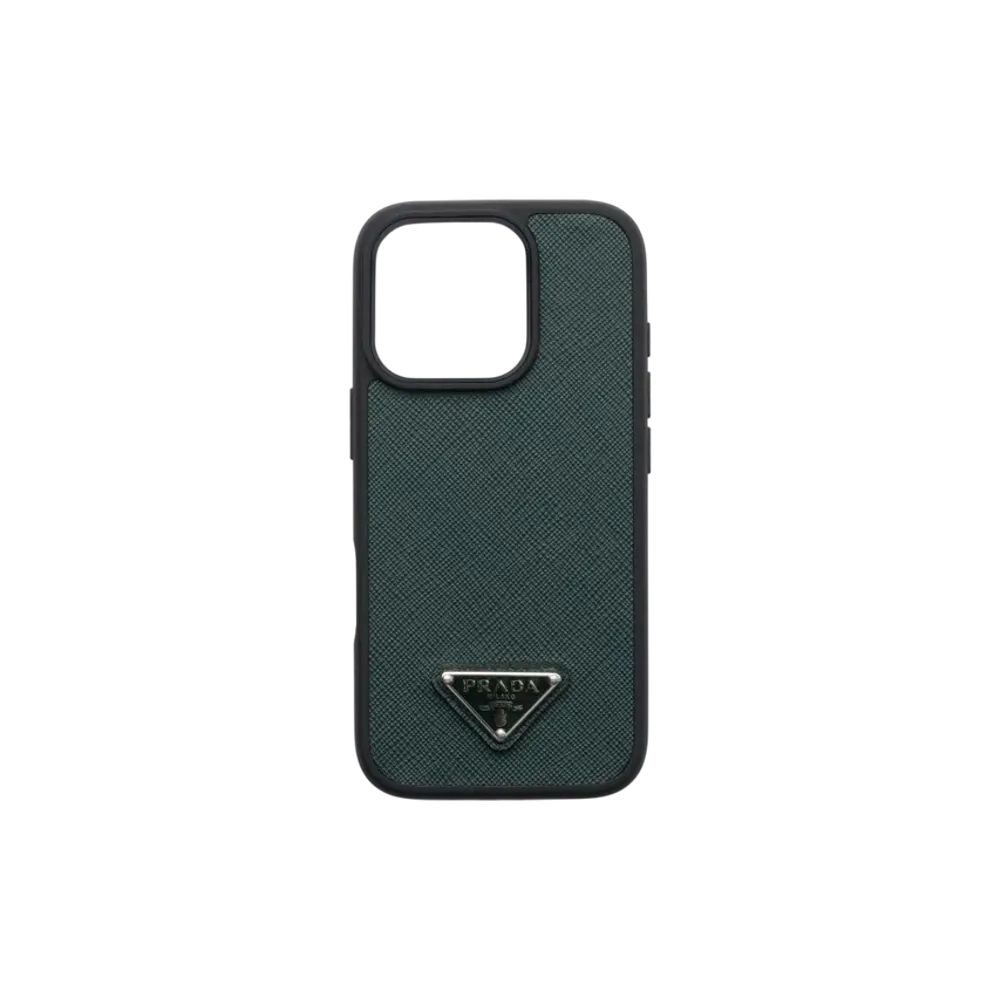 PRADA Saffiano Leather Case for iPhone 16 Pro "Dark Green"