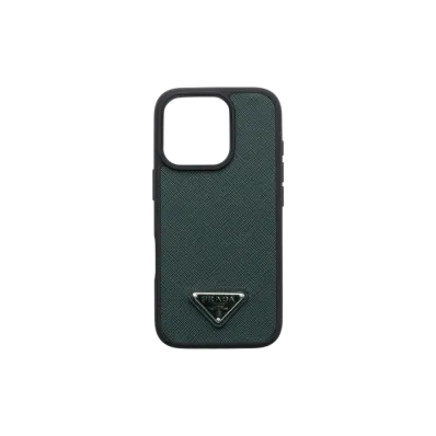 PRADA Saffiano Leather Case for iPhone 16 Pro "Dark Green"