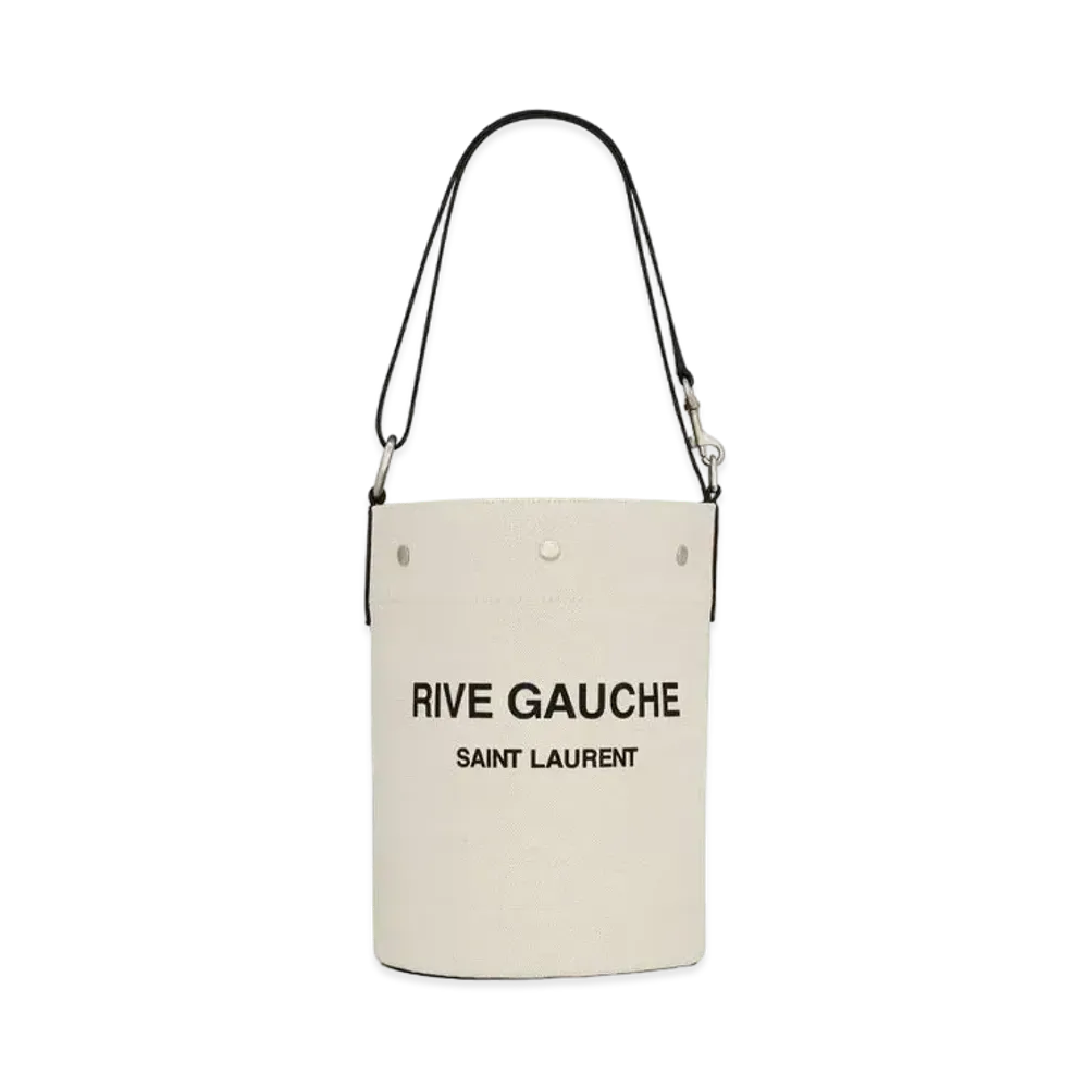 SAINT LAURENT Rive Gauche Bucket Bag In Linen "White"