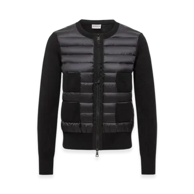 MONCLER Padded Wool Zip-Up Cardigan "Black"
