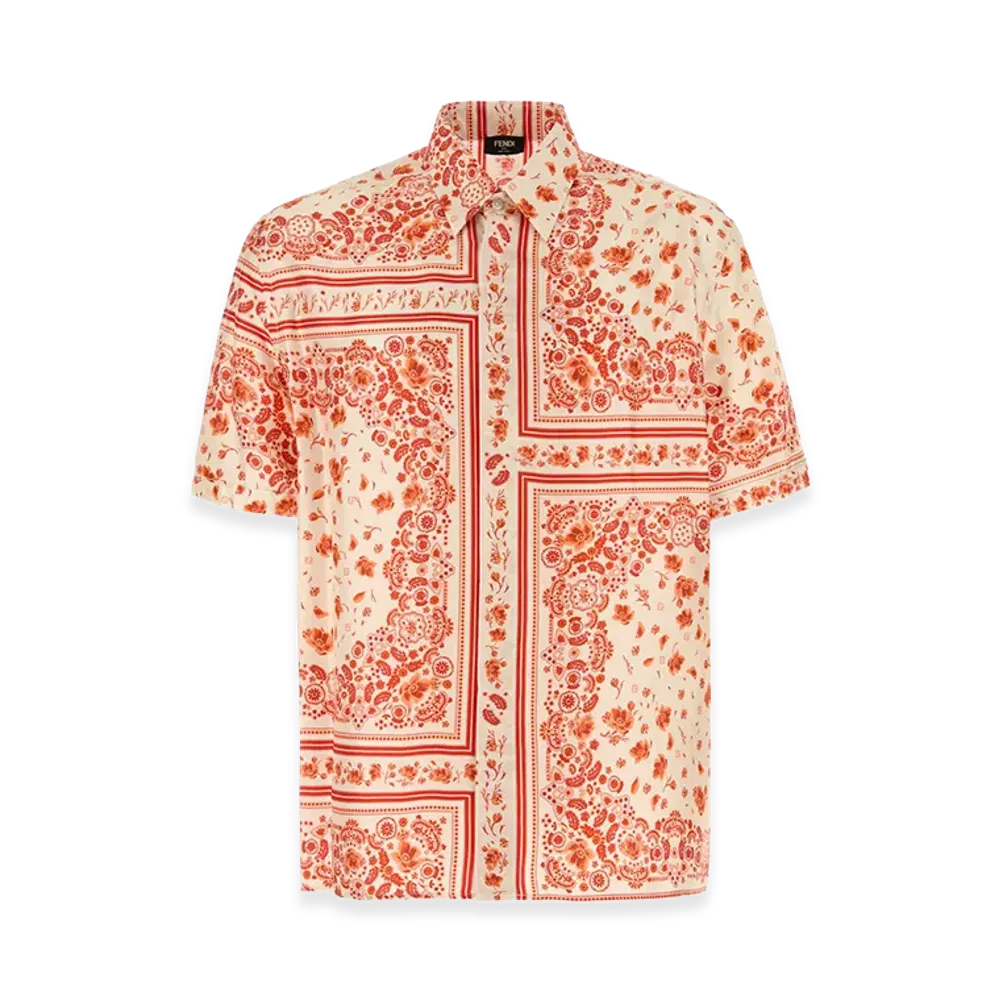 FENDI Silk Short Sleeve Shirt "Red"