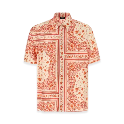 FENDI Silk Short Sleeve Shirt "Red"