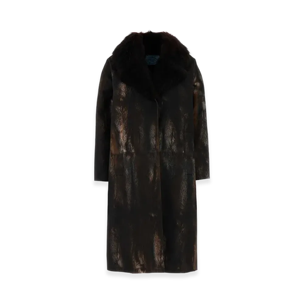 PRADA Women's Printed Cotton Coat "Brown"