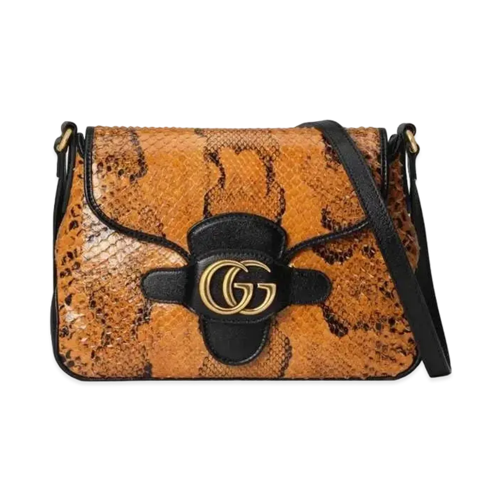 GUCCI Python Small Messenger Bag With Double G "Burnt Orange"