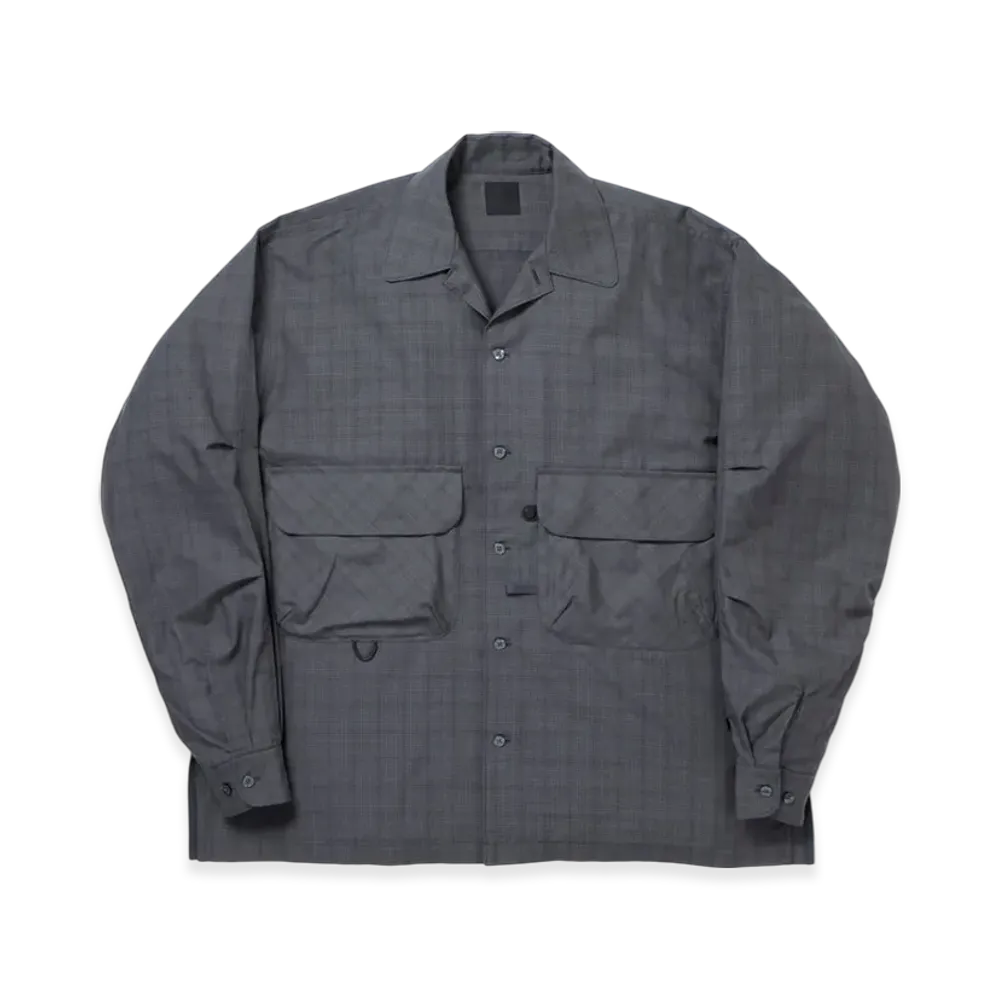 DAIWA PIER39 Tech Sports Open Collar Shirt L/S Nova Check "Chacoal"