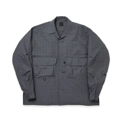 DAIWA PIER39 Tech Sports Open Collar Shirt L/S Nova Check "Chacoal"
