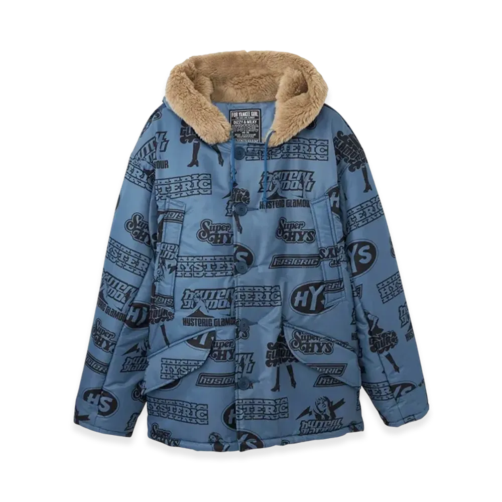 HYSTERIC GLAMOUR Multi Hysteric B-9 Coat "Blue/Multicolor"