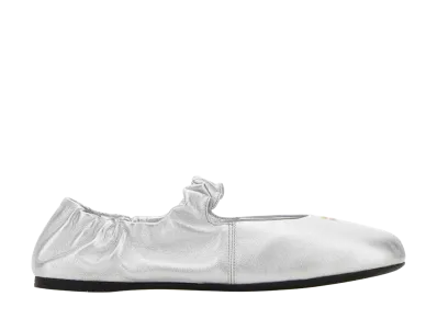 MIU MIU Women's Ruches Mordoré Nappa Leather Ballerinas "Silver"