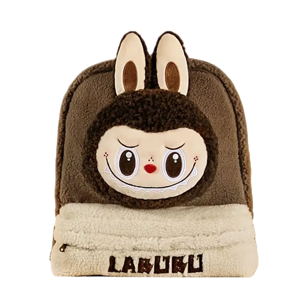 POP MART Classic Bag Series LABUBU Berber Fleece Backpack Brown