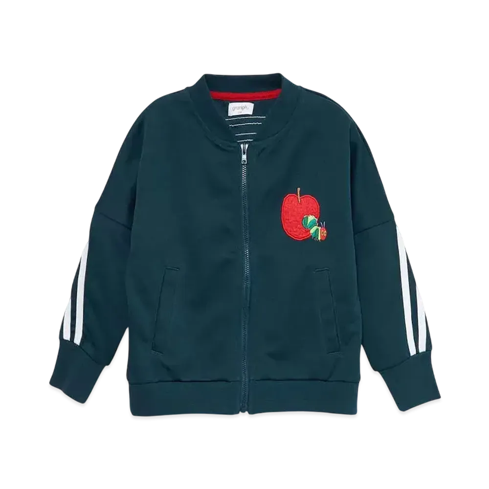 graniph x Eric Carle Red Apple Embroidery Kids Jersey Zip Jacket "Green"