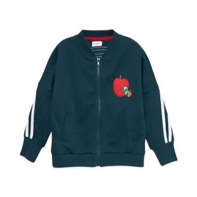 graniph x Eric Carle Red Apple Embroidery Kids Jersey Zip Jacket "Green"