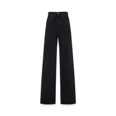 Saint Laurent Women's V Waist Baggy Jeans "Black"
