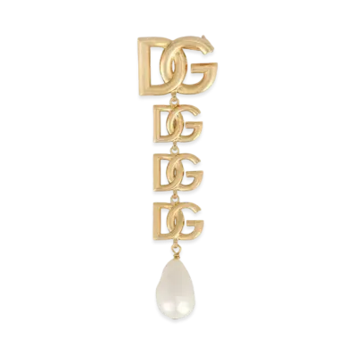 Dolce&Gabbana DG Multi-Logo Brooch With Pearl Embellishment "Gold"
