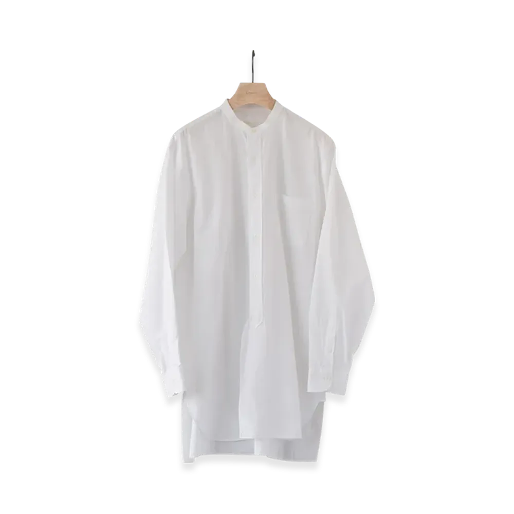 COMOLI Band Collar Shirt "White"