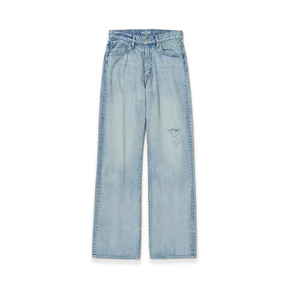 AURALEE Women's Faded Selvedge Light Denim Pants "Light Indigo"