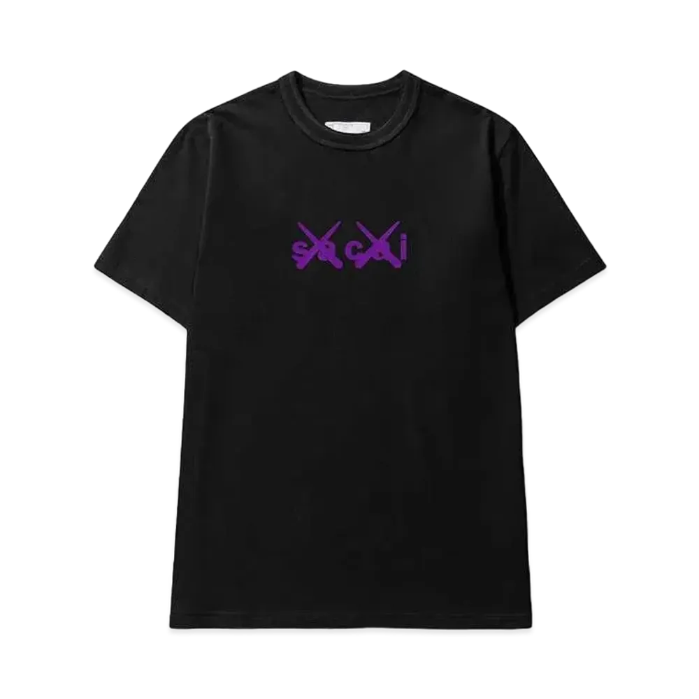 sacai KAWS Flock Print T-shrit "Black"