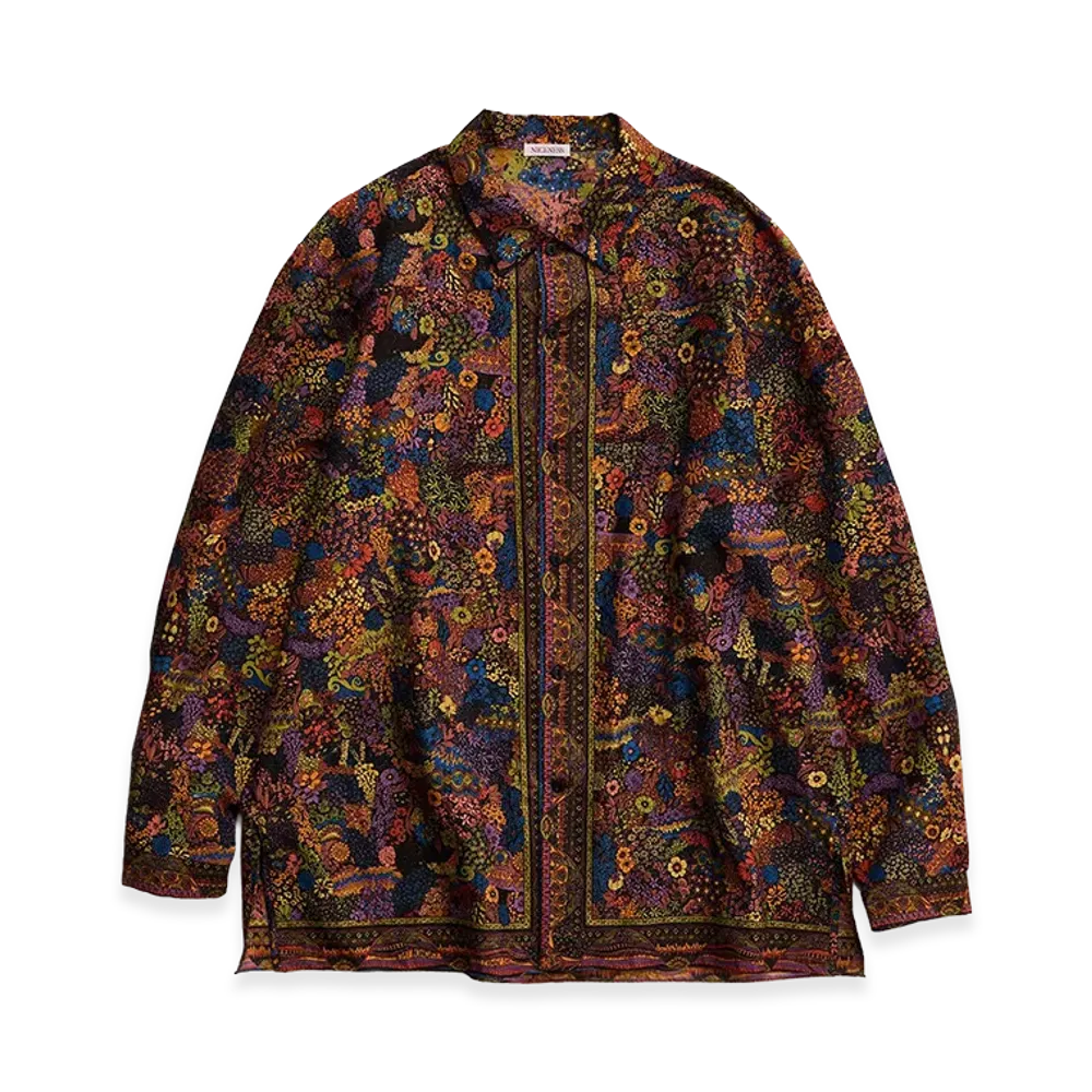 NICENESS P.Jamet Graphic Scarf Open-Collar Shirt "Black"