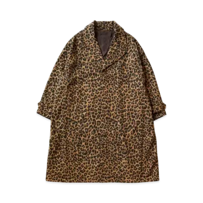 KAPITAL Twill Aging Wool Leopard Cavalier Coat "Brown"