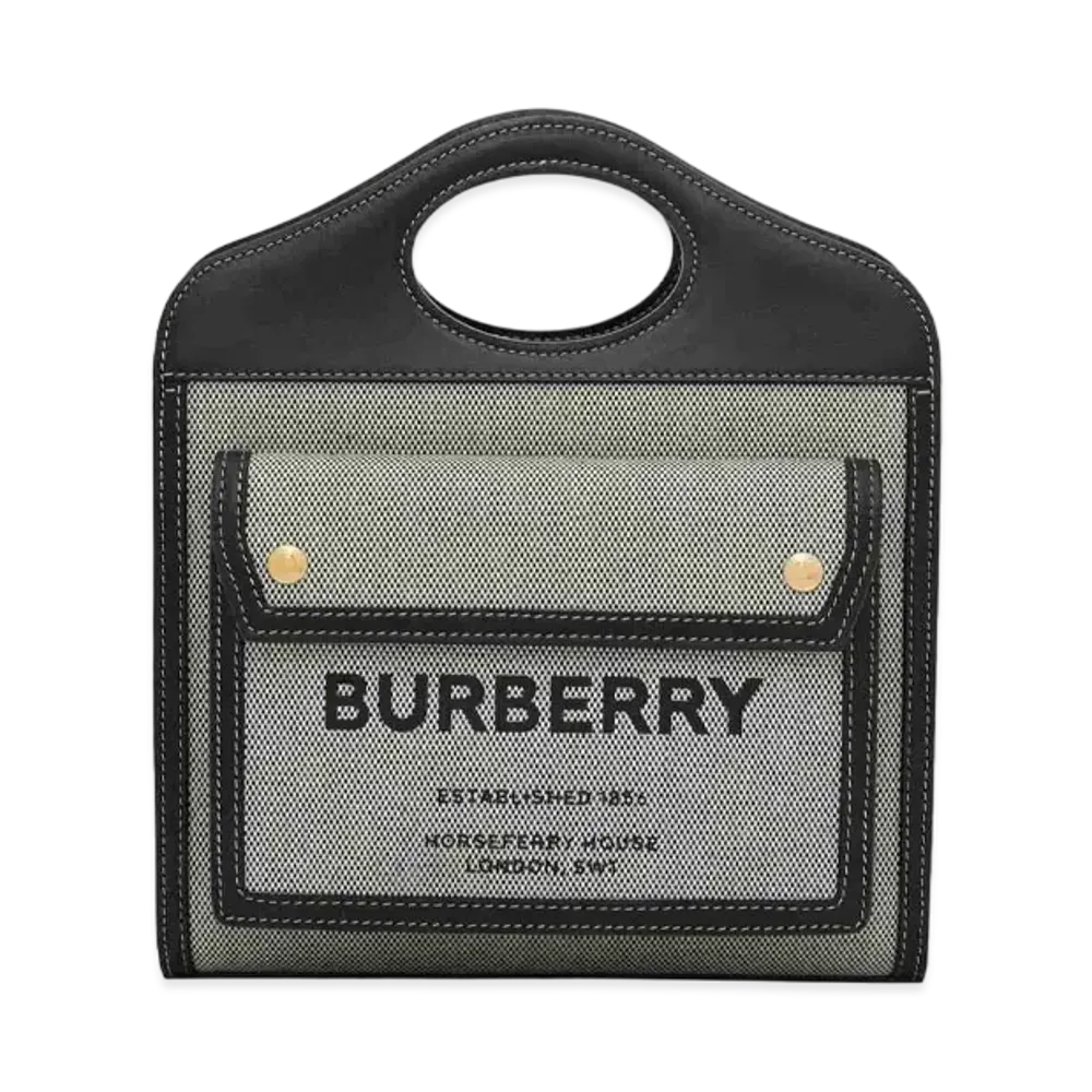 Burberry Medium Two Tone Canvasleather Pocket Bag "Black/Tan"