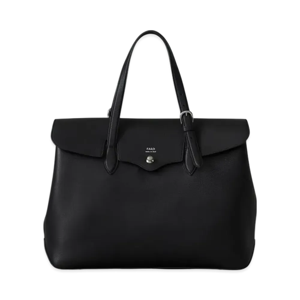 BEAMS Faro / Custom Fratelli Leather Flap Tote Bag "Black"