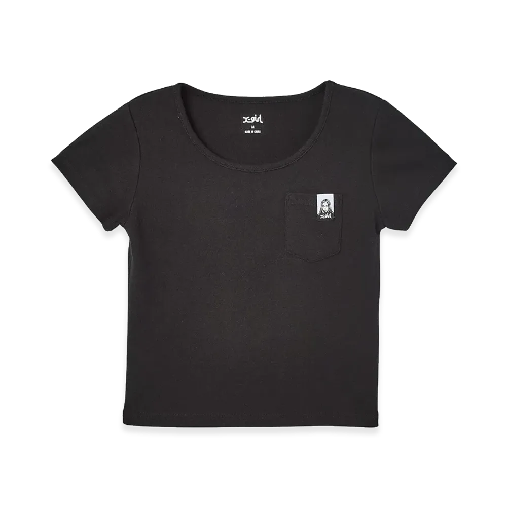 X-Girl Face Label S/S Baby Tee "Black"