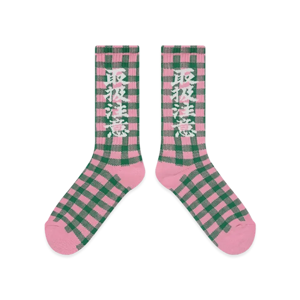 BlackEyePatch Checked HWC Socks "Pink/Green"