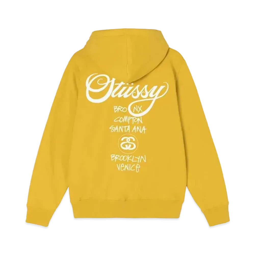 Stussy WORLD TOUR ZIP HOODIE "Honey"