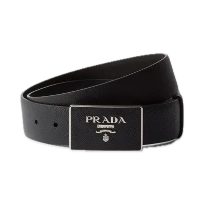 PRADA Saffiano Leather Belt "Black"