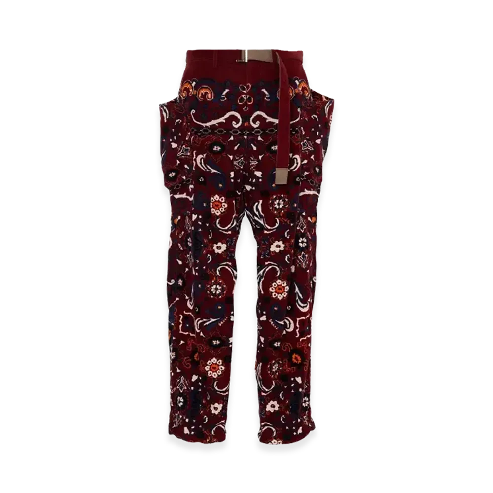 sacai Floral Print Corduroy Pants "Bordeaux"